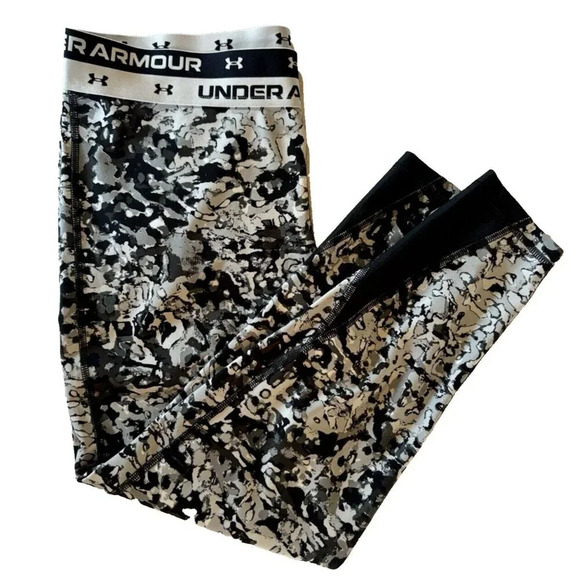 Under Armor Women's Size Medium Cropped Leggings Logo Running Gym Workout Mesh - Picture 1 of 7